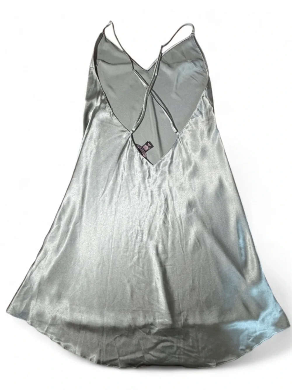 Victoria’s Secret Satin Slip Mini Dress Sage Green V Neck L Y2K
